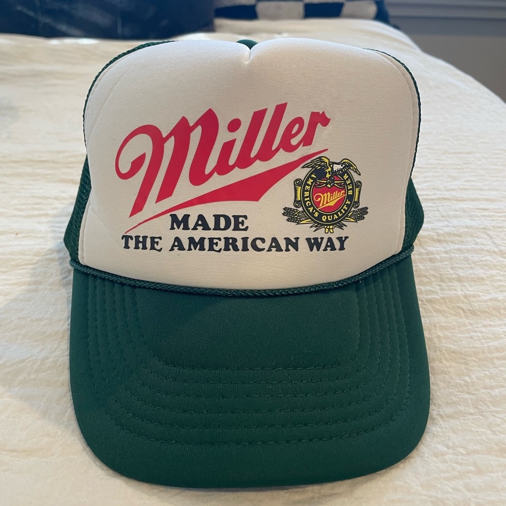 Miller White and Green Trucker Hat